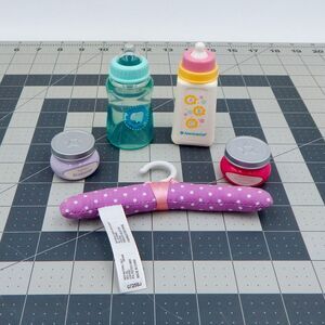 American Girl Bitty Baby Feeding Accessories Bottles Fruit Jars Padded Hanger